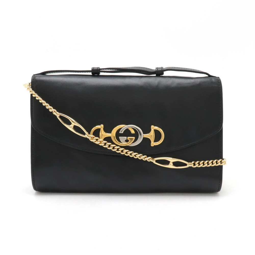 Gucci Zumi Chain Shoulder Bag Leather Black